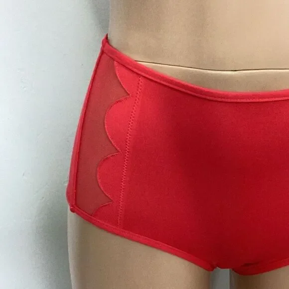 New. Seafolly red petal edge high rise bikini. USA SIZE 8DD/6-bottom